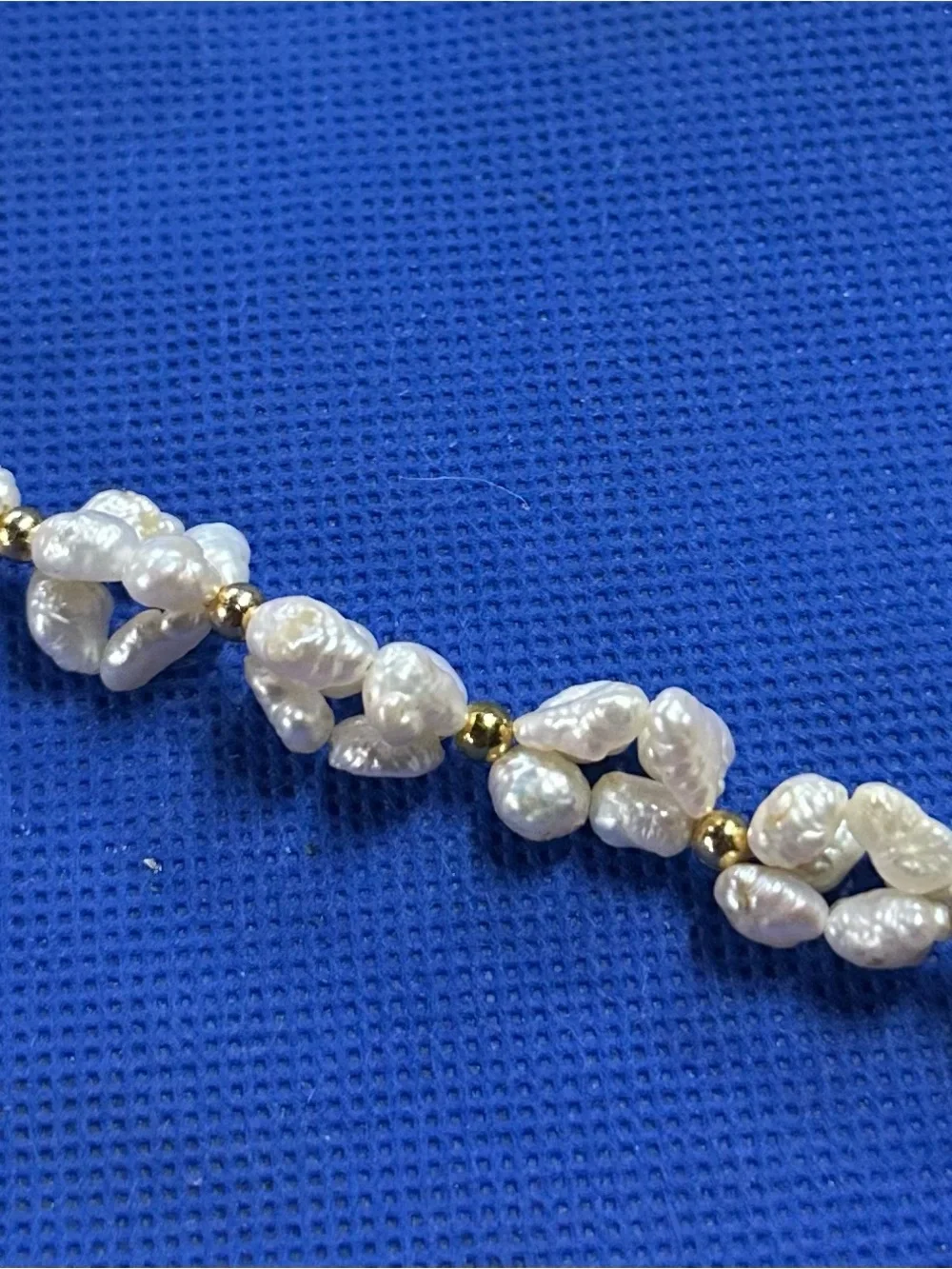 Freshwater Pearl Station Necklace - White Pearls with Gold Accents